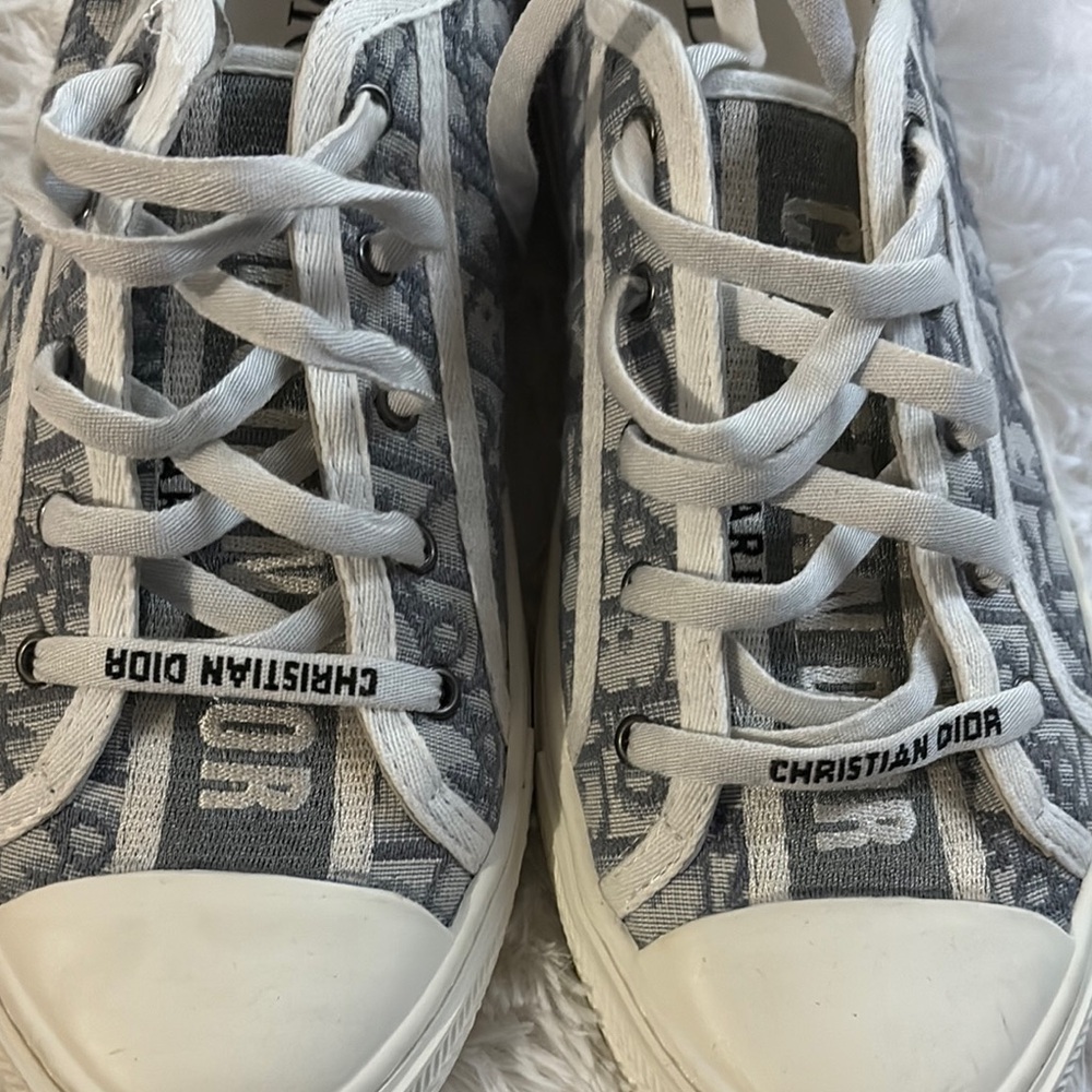 Dior Monogram Canvas Sneakers in Gray and Cream , $500 - Picture 5 of 7